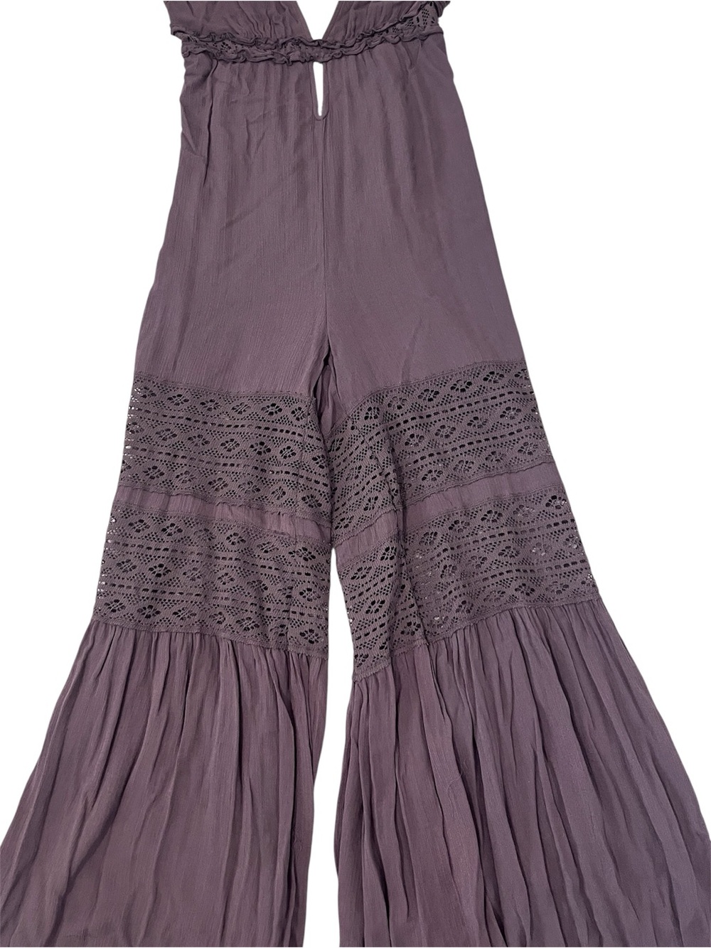Forever 21 Brown Crochet-Panel Wide-Leg Jumpsuit - Picture 6 of 8